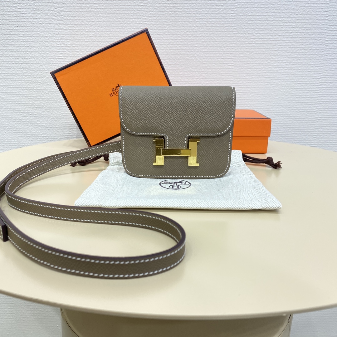 Hermes Constance Slim Wallet Belt Bag In Etoupe Epsom Leather